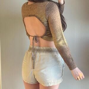 Cotton On Cut Out Back Sweater Size S Multicolor Long Sleeves Knitted Crop Boho